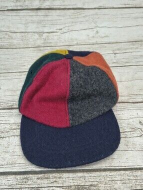 Vintage J. Crew Fitted Baseball Cap Multicolor Boiled Wool Made in USA EUC